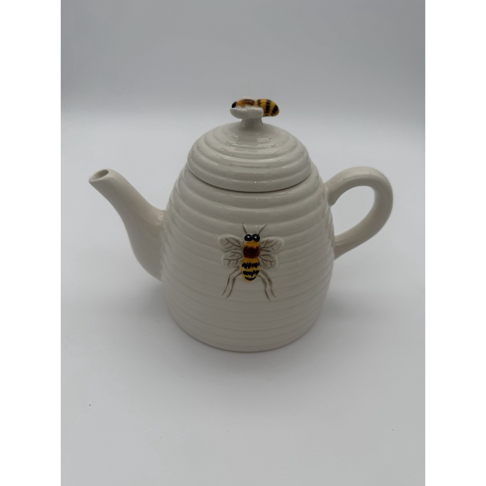 Mary Lake-Thompson Honey Bee Teapot Coffee Pot with Lid Farmhouse Decor & Holder